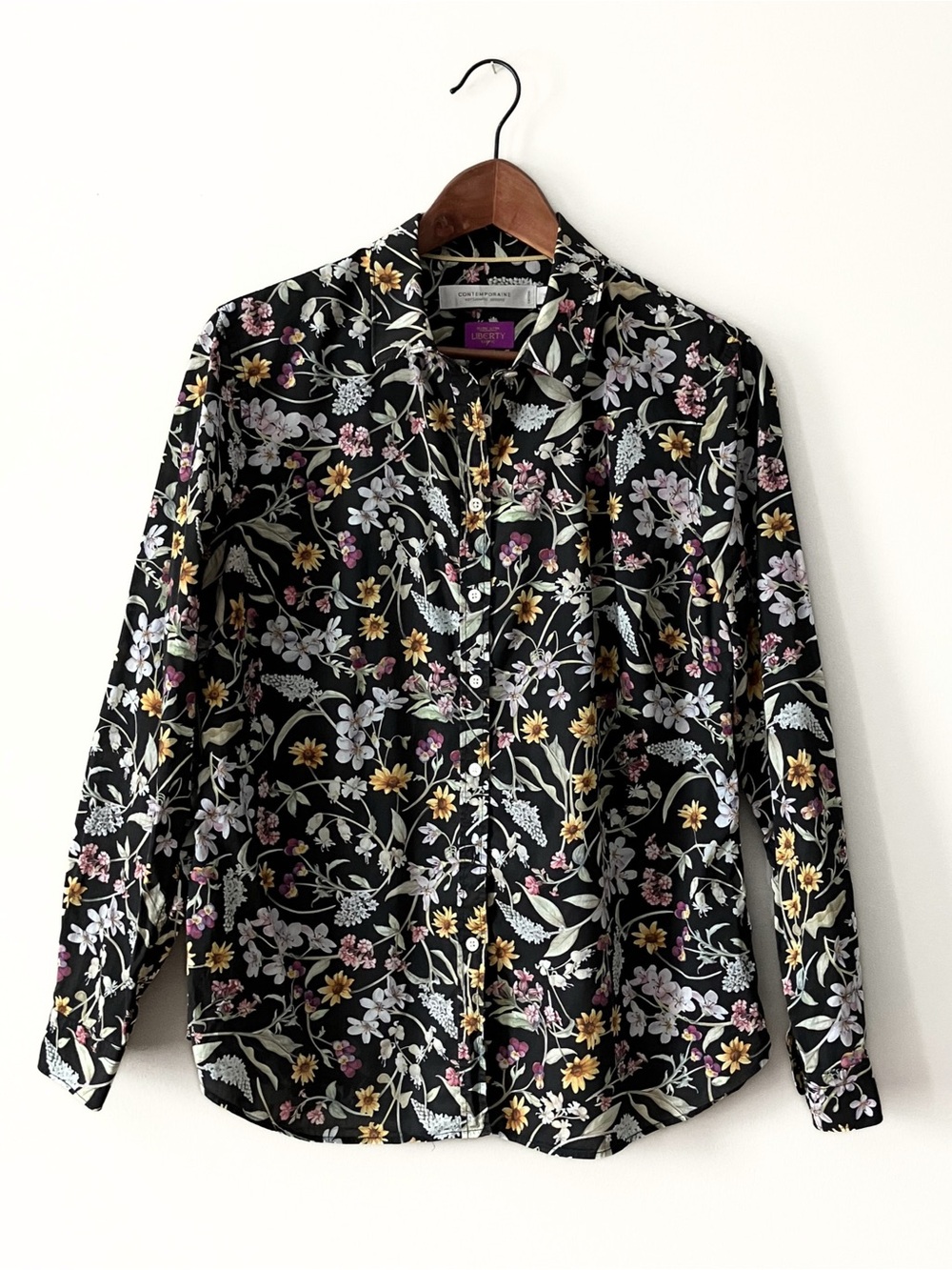 Simons Liberty Black Floral Button-Down Shirt